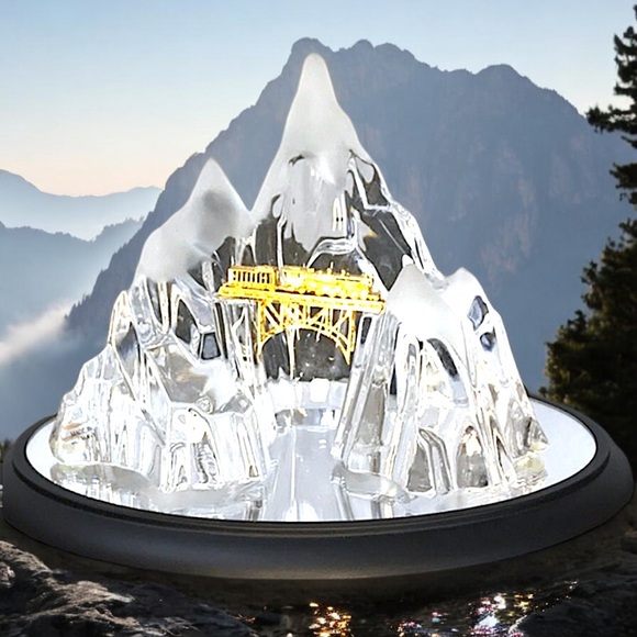 Franklin Mint Crystal Mountain Gold Train w/ Base - Picture 14 of 16